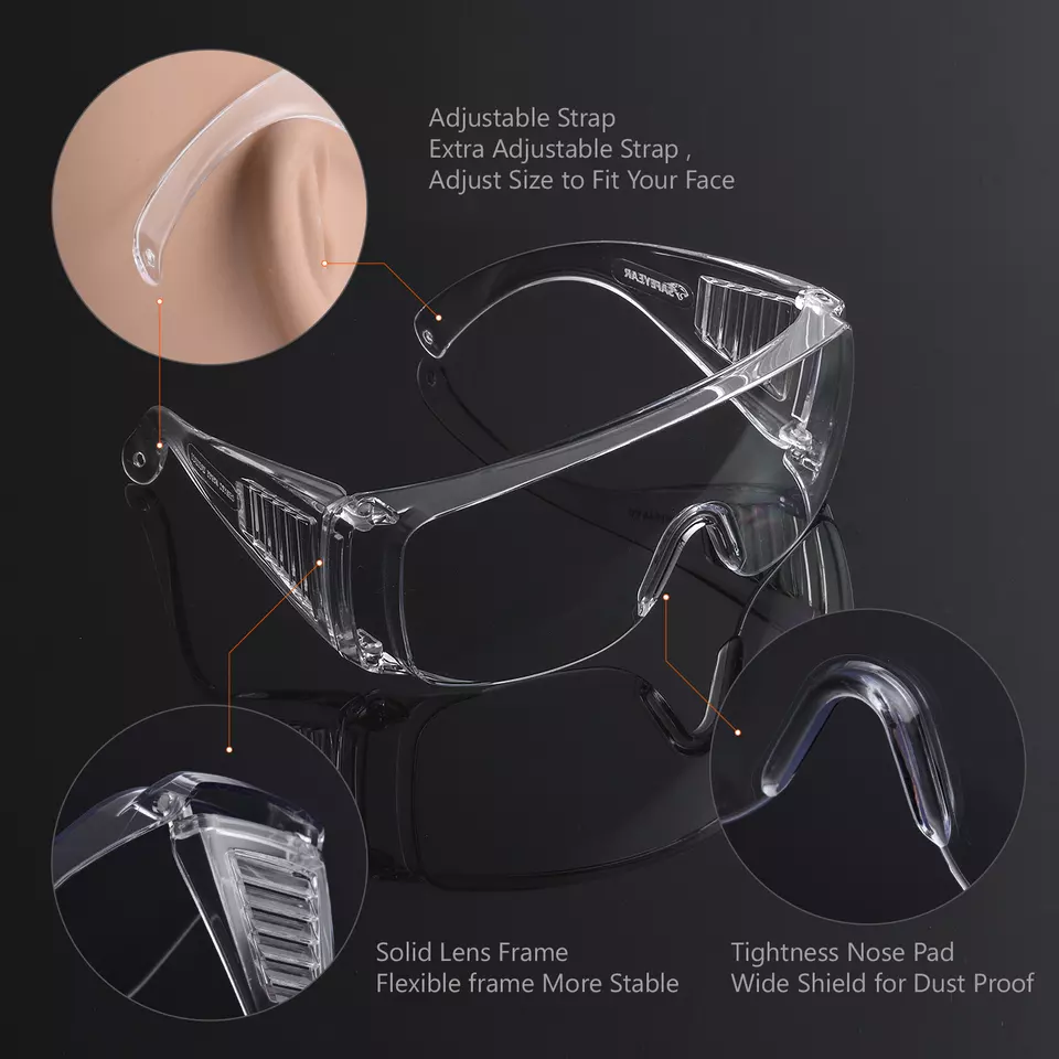 EY02-SAFETY-GOGGLES CE EN 166F Anti Fog Anti Scratch Clear PC Lens Lab Safety Goggles Dezi Associates Ltd