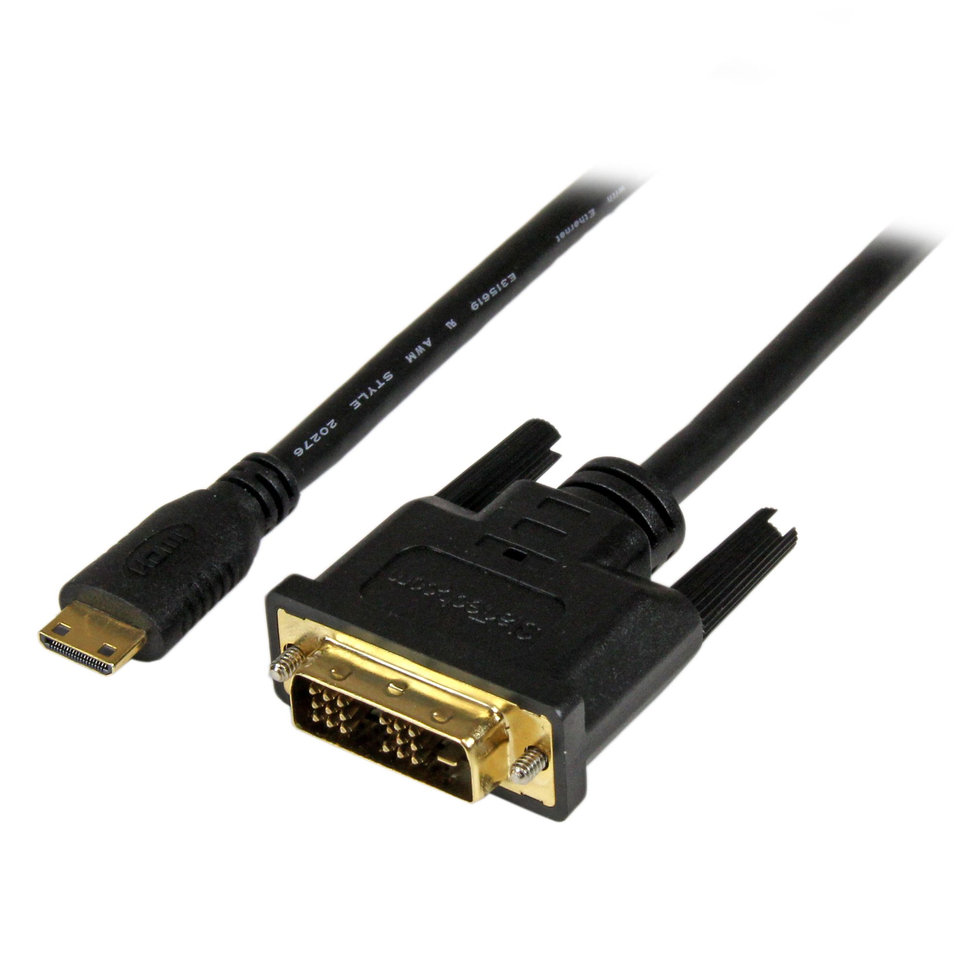 6ft (2m) Mini HDMI to DVI Cable - DVI-D to HDMI Cable (1920x1200p) - 19 Pin HDMI Mini Male to DVI-D Male - Digital Monitor Cable Adapter M/M - Mini HDMI to DVI Adapter