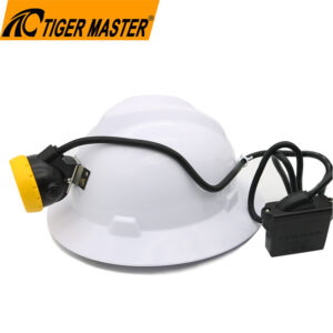 SAFETY-HELMET White V Guard Full Brim Safety Helmet with Mining Lamp Dezi Associates Ltd