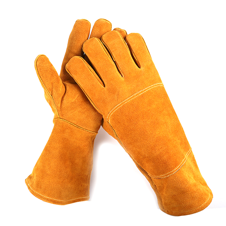 1325-welding-gloves Brown 14 Inch Custom Logo Cowhide Leather Safety Welding Gloves Dezi Associates Ltd