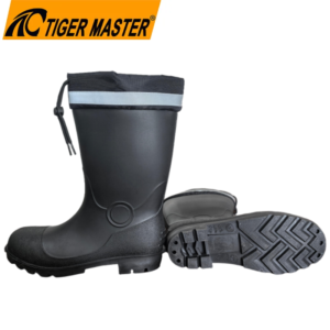 GB43-PVC-BOOTS-800-800 Black PVC Safety Rain Boots with Reflective PU Collar & Steel Toe Dezi Associates Ltd