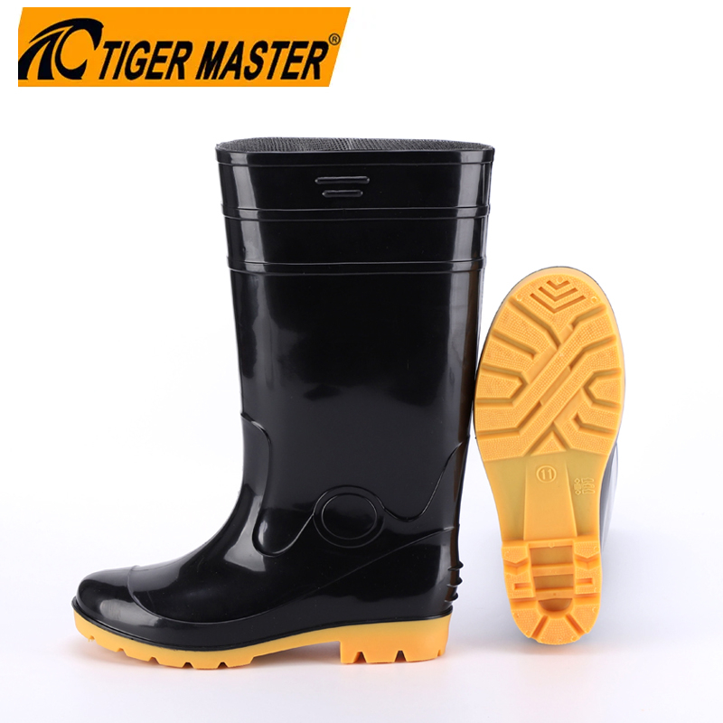 GB606-pvc-boots-800-800 Anti-slip Black Shiny PVC Rain Boots Waterproof Dezi Associates Ltd