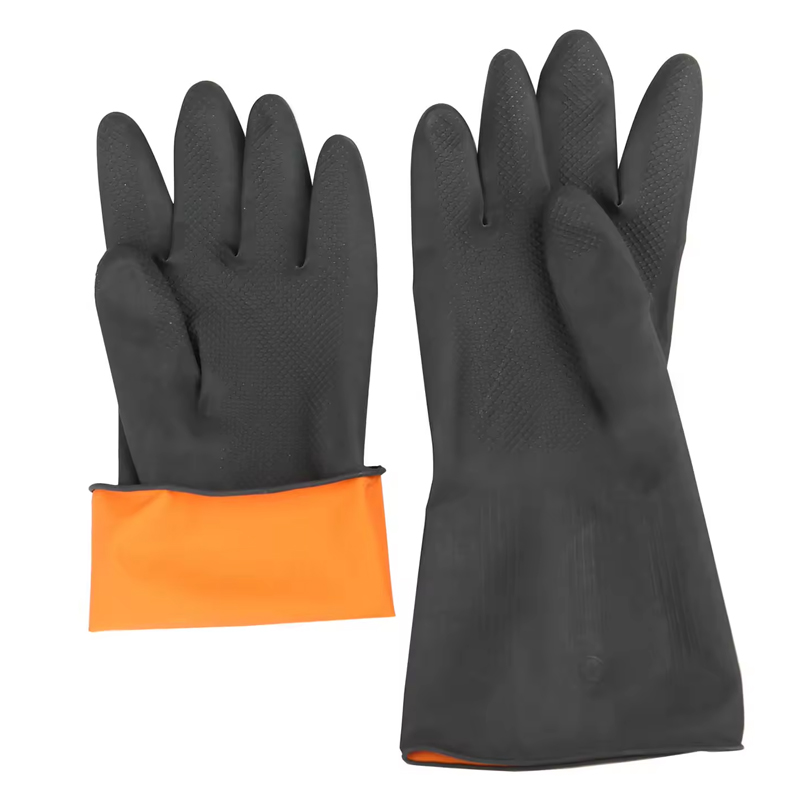 GLX28-latex-gloves Black Orange Waterproof Oil Resistance Industrial Latex Gloves Dezi Associates Ltd