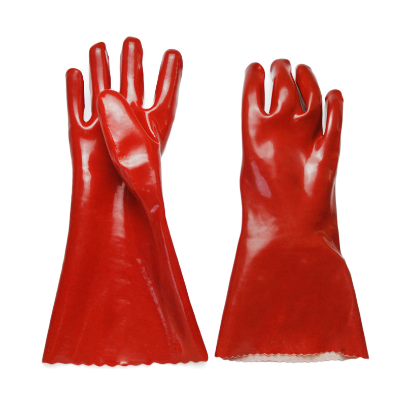 GPVC01-PVC-GLOVES-800-800 45cm Waterproof Red PVC Industrial Gloves Oil Chemical Resistant Dezi Associates Ltd