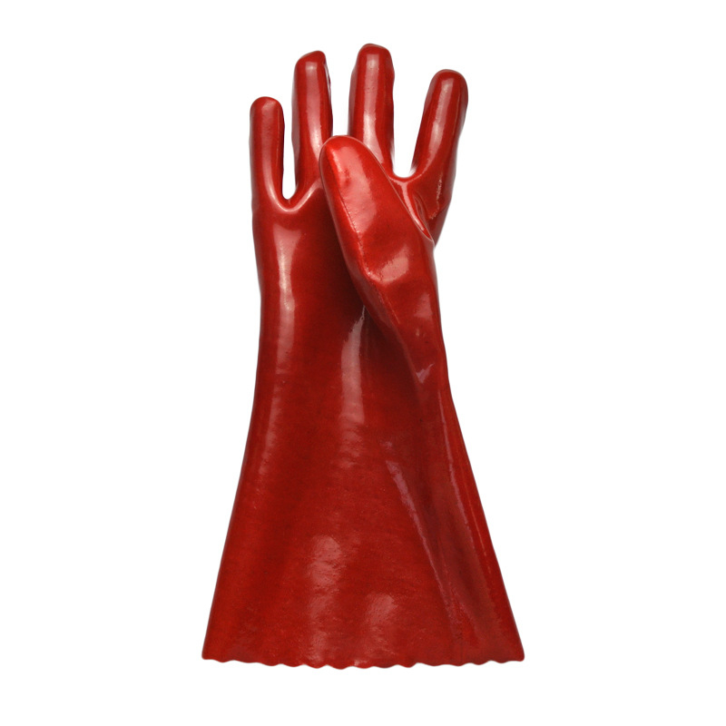 GPVC01-PVC-GLOVES-800-800 45cm Waterproof Red PVC Industrial Gloves Oil Chemical Resistant Dezi Associates Ltd