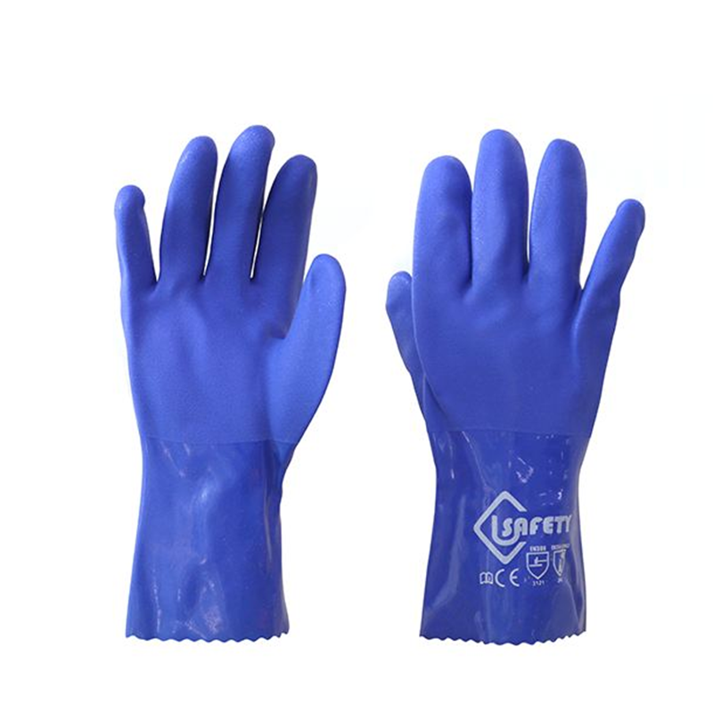 GPVC04-pvc-gloves Blue Non-slip Oil Acid Resistant Waterproof Industrial Safety PVC Dipped Gloves Dezi Associates Ltd