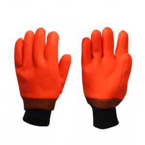 GPVC05-GLOVES Cold-proof And Comfortable Oil Acid Resistant Anti Slip Cold Storage Fluorescent Orange PVC Gloves Dezi Associates Ltd