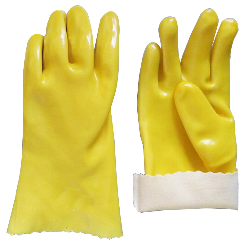 GPVC11-PVC-GLOVE-800-800 CE EN 388 anti slip acid-proof oil resistant waterproof straight cuff yellow safety pvc gloves industrial Dezi Associates Ltd