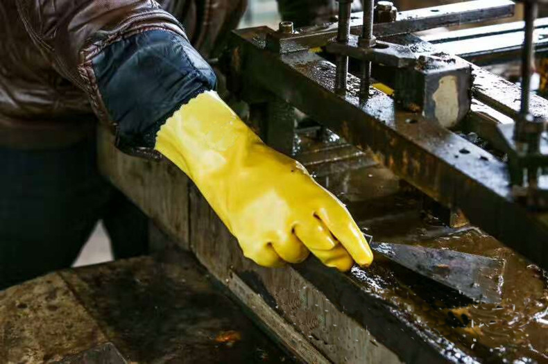GPVC11-PVC-GLOVE CE EN 388 anti slip acid-proof oil resistant waterproof straight cuff yellow safety pvc gloves industrial Dezi Associates Ltd