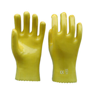 GPVC11-PVC-GLOVES5 CE EN 388 anti slip acid-proof oil resistant waterproof straight cuff yellow safety pvc gloves industrial Dezi Associates Ltd