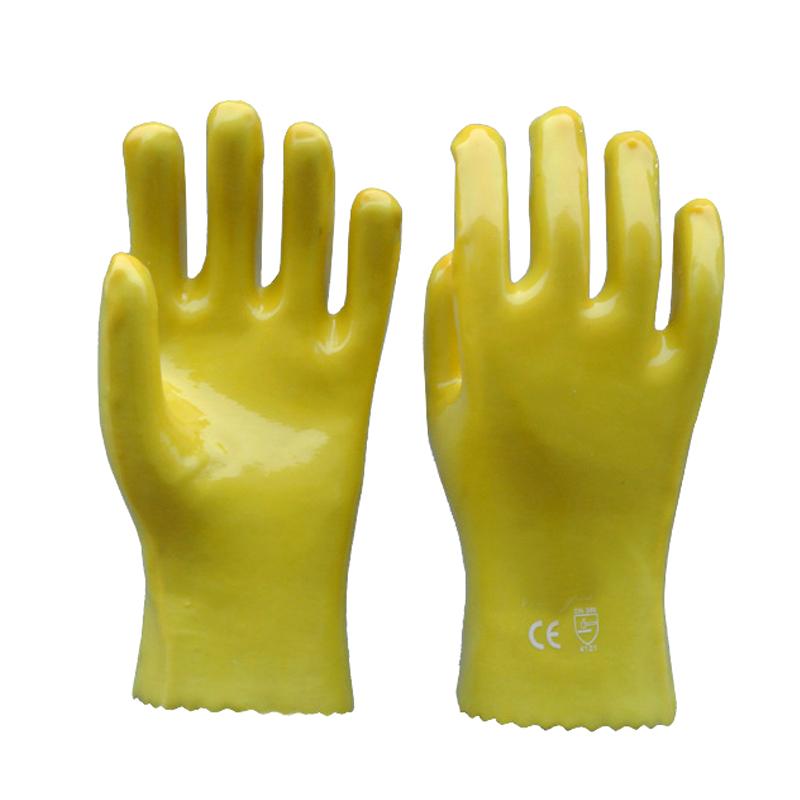 GPVC11-PVC-GLOVES5 CE EN 388 anti slip acid-proof oil resistant waterproof straight cuff yellow safety pvc gloves industrial Dezi Associates Ltd