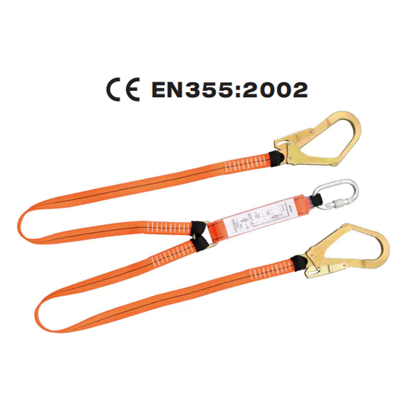 HN38-lanyard-800-800 Orange Polyester Webbing 25KN Strength Energy Shock Absorber Lanyard with Double Hooks Dezi Associates Ltd