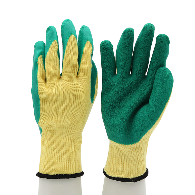 HSLX02-SAFETY-GLOVES Custom Logo Poly-cotton Liner Latex Gloves CE EN 388 Dezi Associates Ltd