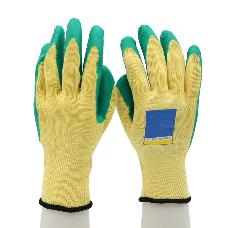 HSLX02-SAFETY-GLOVES Custom Logo Poly-cotton Liner Latex Gloves CE EN 388 Dezi Associates Ltd