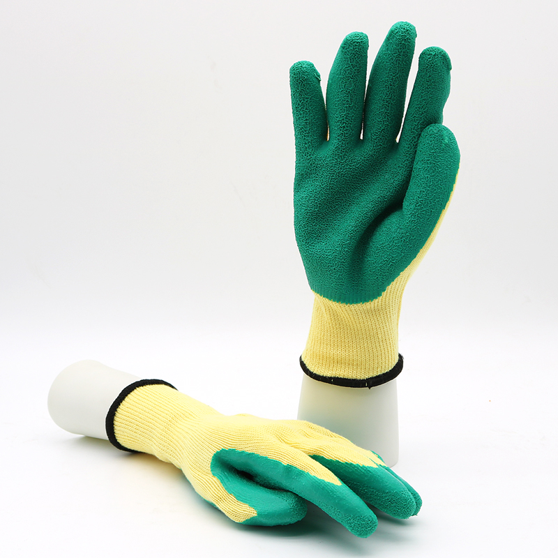 HSLX02-SAFETY-GLOVES Custom Logo Poly-cotton Liner Latex Gloves CE EN 388 Dezi Associates Ltd