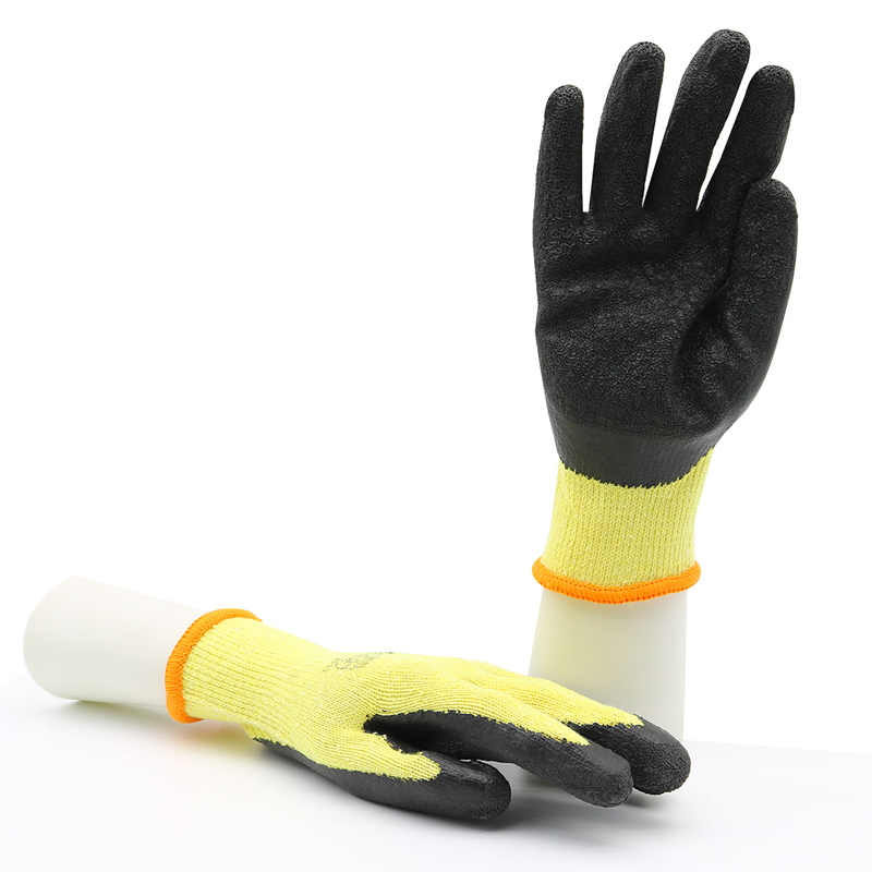 HSLX05-LATEX-GLOVES CE EN 388 Non Slip Oil Proof Black Latex Coating Gloves Dezi Associates Ltd