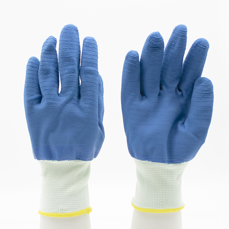 HSLX09-latex-gloves Blue Non-slip Latex Work Gloves Safety for Construction Dezi Associates Ltd