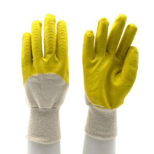 HSLX12-latex-gloves Yellow Anti Slip Oil Proof Open Back Latex Work Gloves Safety Dezi Associates Ltd