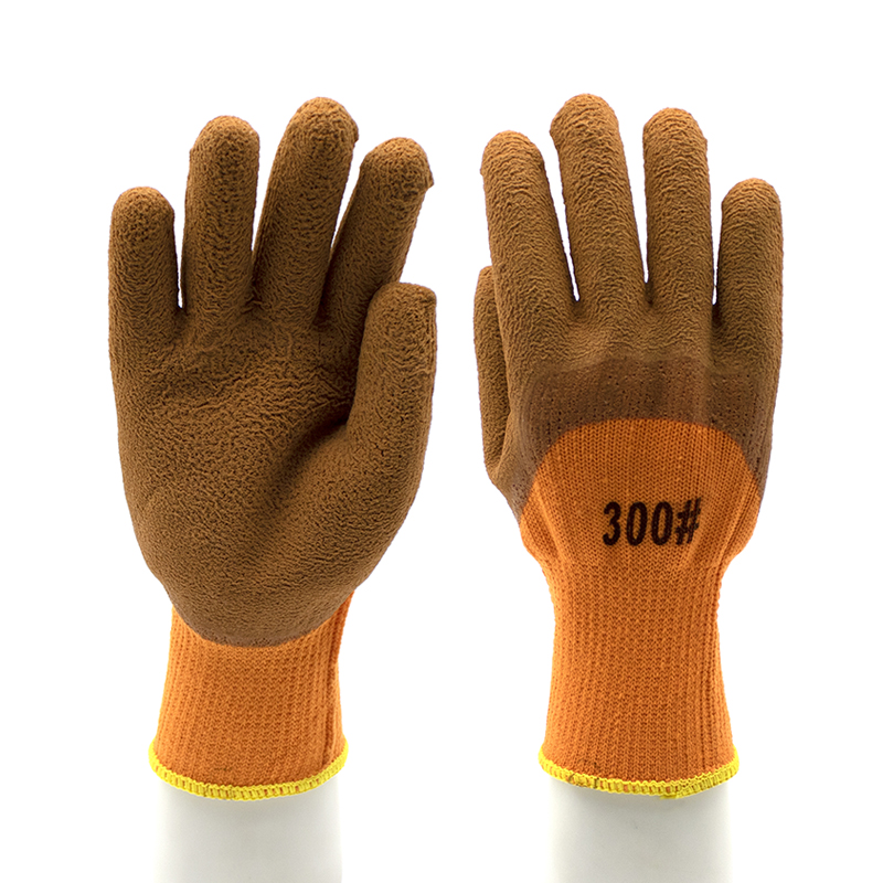 HSLX13-latex-gloves Non-slip Oil Resistant Terry Fabric Liner Winter Latex Work Gloves Dezi Associates Ltd