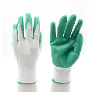 HSNT10-NITRILE-GLOVES Custom Logo Green Nitrile Coated Industrial Safety Work Gloves CE EN 388 Dezi Associates Ltd