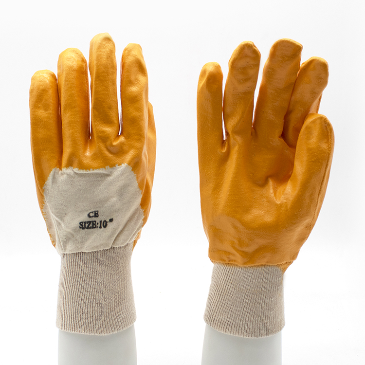 HSNT13-nitrile-gloves CE EN 388 Oil Resistant Open Back Yellow Nitrile Dipped Work Gloves Dezi Associates Ltd