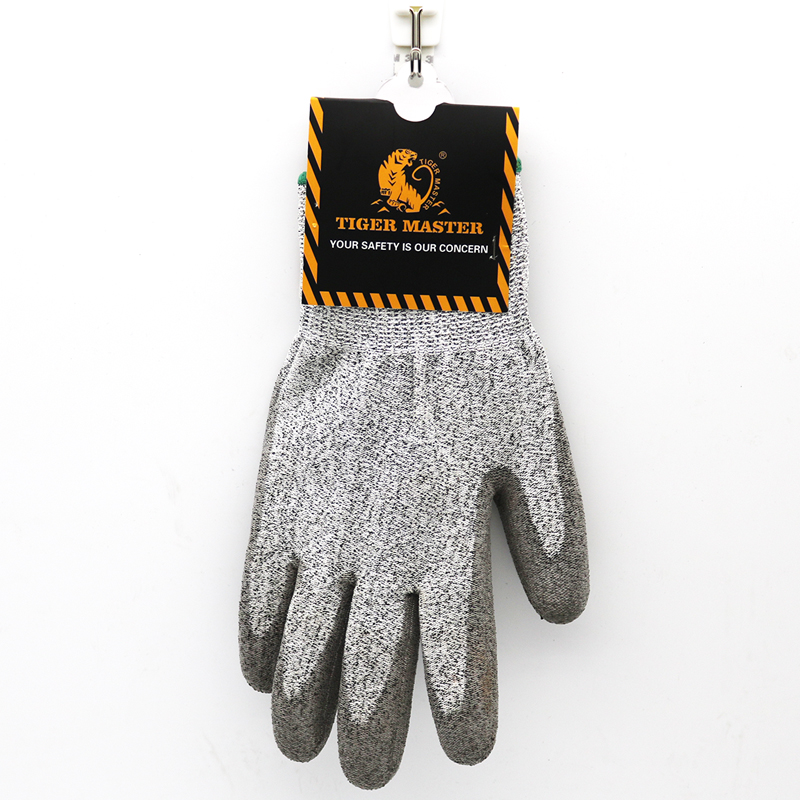 HSPU01-SAFETY-GLOVES Grey Nylon Liner PU Coated Palm Safety Work Gloves Customized Logo Cut Resistant Gloves Dezi Associates Ltd