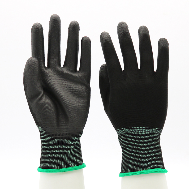 HSPU03-SAFETY-GLOVES Oil Chemical Resistant Nylon Liner Black PU Coated Safety Work Gloves Dezi Associates Ltd