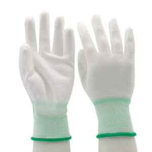 HSPU05-WORK-GLOVES Anti Slip Nylon Liner Comfortable White PU Coating Work Gloves Dezi Associates Ltd