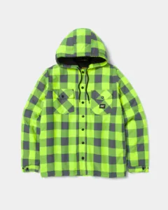 caterpillar-workwear-mens-ev-hooded-flannel-shirt-jac-hi-vis-yellow-front MEN'S EV HOODED FLANNEL SHIRT JAC Dezi Associates Ltd