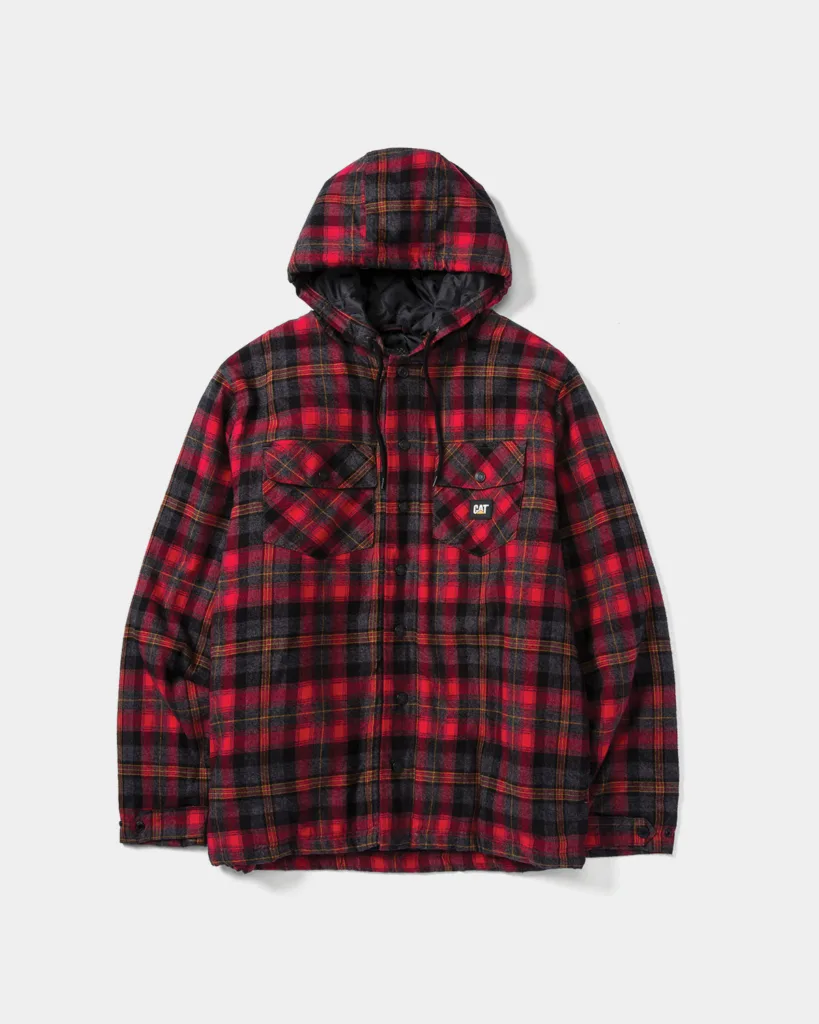 caterpillar-workwear-mens-hooded-flannel-shirt-jac-hot-red-grey_01 MEN'S HOODED FLANNEL SHIRT JAC Dezi Associates Ltd
