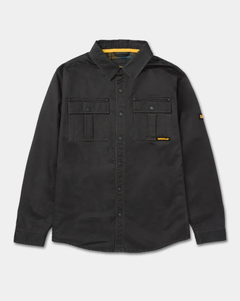 caterpillar-workwear-mens-waxed-cotton-shirt-jac-black_01 MEN'S WAXED COTTON SHIRT JACKET Dezi Associates Ltd