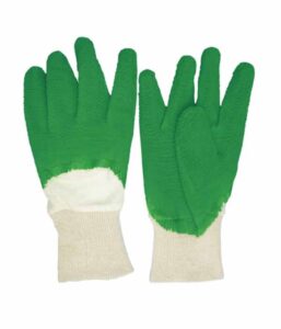 photo1 3204 green latex working safety gloves with interlock liner Dezi Associates Ltd